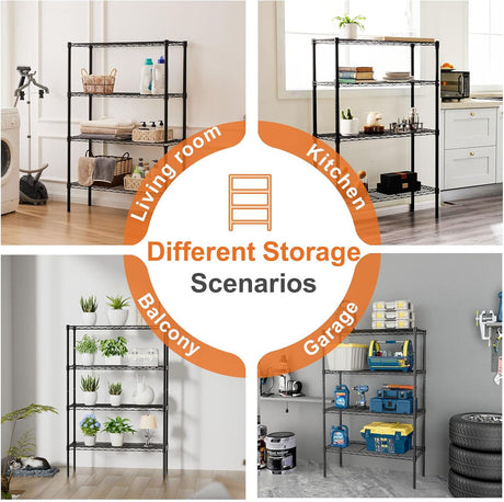 CARLA HOME 4-Tier Adjustable Metal Storage Shelves Wire Rack Organizer for Kitchen, Pantry, Bathroom or Laundry Room (60cm W x 40cm D x 140 cm H)-1992735282633510914