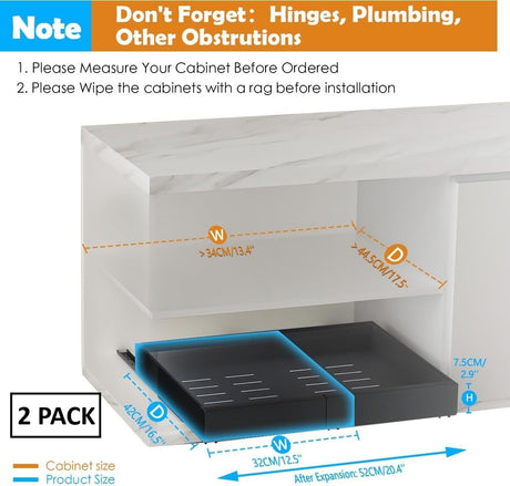 CARLA HOME 2 Pack Pull Out Cabinet Organizer Expandable for Cabinets with Adjustable Slide Out Shelves and Easy Installation (Black)-1992735300954230785