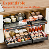 CARLA HOME 2 Pack Pull Out Cabinet Organizer Expandable for Cabinets with Adjustable Slide Out Shelves and Easy Installation (Grey) - Front View