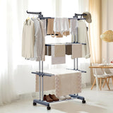 CARLA HOME Folding Clothes Drying Rack with Wheels and Adjustable Side Wings for Laundry Rack and Clothes Storage (Upgraded Model) - Low Angle