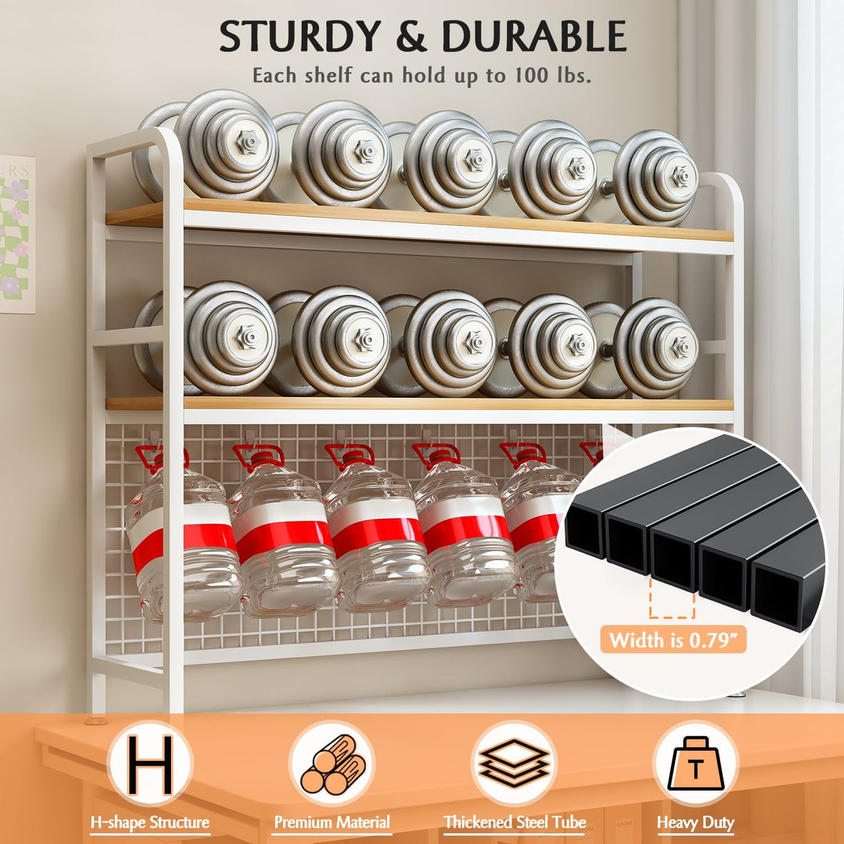 CARLA HOME  2-Tier Metal Desktop Hutch Bookshelf with Grid Panel for Computer Desk and Office Countertop-1992735283170381827