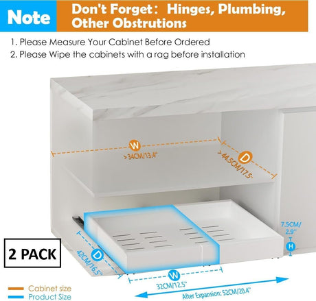 CARLA HOME 2 Pack Pull Out Cabinet Organizer Expandable for Cabinets with Adjustable Slide Out Shelves and Easy Installation (White)-1992735300601909249