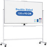 CARLA HOME Double-Sided Magnetic Whiteboard 120x90cm with Wheels, Reversible Design for School, Office & Home - Extra Image