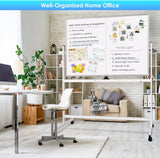 CARLA HOME Double-Sided Magnetic Whiteboard 120x90cm with Wheels, Reversible Design for School, Office & Home - Rear View
