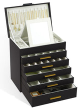 CARLA HOME 6-Layer Large Jewelry Organizer Box for Women with Mirror, Drawers, Hooks & Dividers for Rings, Necklaces, Bracelets, Ideal Gift for Women - Close-Up Angle