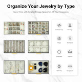 CARLA HOME 6-Layer Large Jewelry Organizer Box for Women with Mirror, Drawers, Hooks & Dividers for Rings, Necklaces, Bracelets, Ideal Gift for Women - 45-Degree Angle
