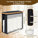CARLA HOME 2 pack Toilet Paper Storage Basket Holds Up to 12 Rolls with Bamboo Lid and Handle for RV Closet (Black) - Front View