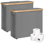 CARLA HOME 2 pack Toilet Paper Storage Basket Holds Up to 12 Rolls with Bamboo Lid and Handle for RV Closet (Grey) - Extra Image