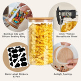 CARLA HOME 12 Pack Glass Storage Jars with Bamboo Lids for Kitchen Pantry, Pasta, Snacks, Cookies, Candy & More - Front View