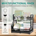 CARLA HOME Dish Drying Rack 2-Tier Kitchen Drainer with Drainboard-1992735286932672513
