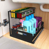 CARLA HOME 2 Tier Under Sink Organiser with Sliding Drawers for Kitchen & Bathroom-1978962264841129984