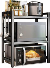 CARLA HOME 3-Tier Microwave Oven Rack with Adjustable Metal Kitchen Shelf Stand for Countertop Storage and 6 Hooks for Utensils - Extra Image