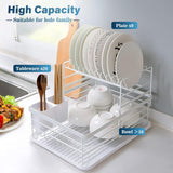 CARLA HOME 2-Tier Dish Drying Rack for Kitchen Counter with Removable Drip Tray, Utensil Holder and Cutlery Organizer - Front View
