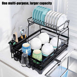 CARLA HOME 2-Tier Dish Drying Rack for Kitchen Counter with Drainboard, Utensil Holder, Cup Rack & Cutlery Organizer - Side View