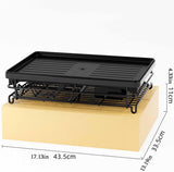 CARLA HOME 2-Tier Dish Drying Rack for Kitchen Counter with Drainboard, Utensil Holder, Cup Rack & Cutlery Organizer - Close-Up Angle