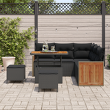 Garden Sofa Set 8 pcs Black Poly Rattan and Powder-Coated Steel - Side View