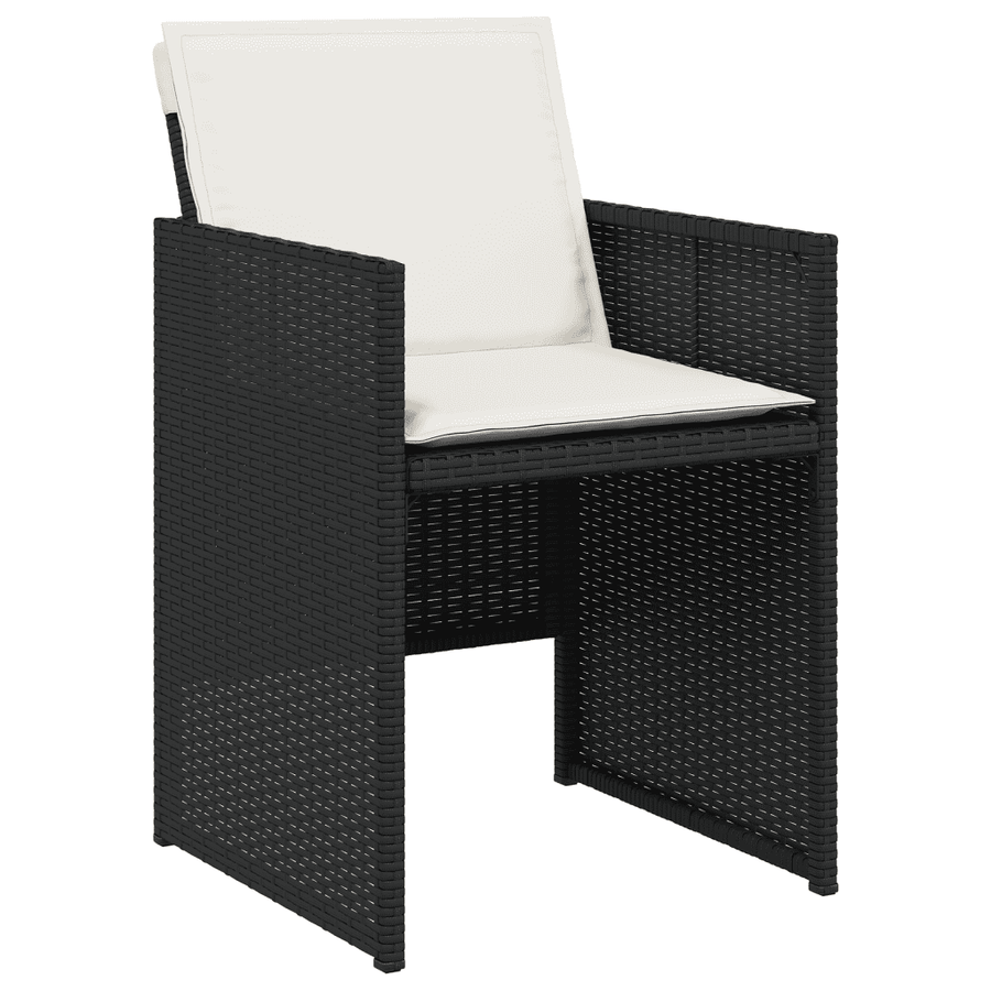 17 Piece Garden Dining Set with Cushions Black Poly Rattan