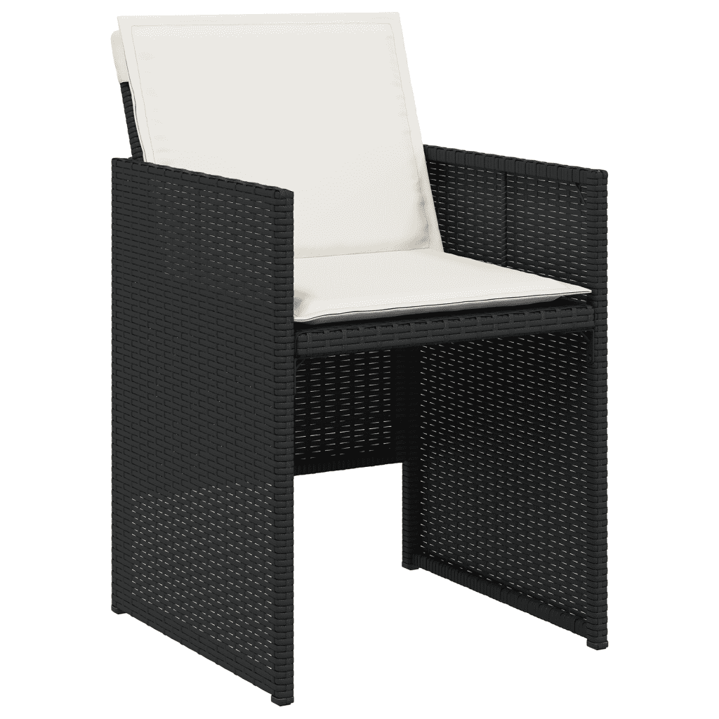 13 Piece Garden Dining Set with Cushions Black Poly Rattan