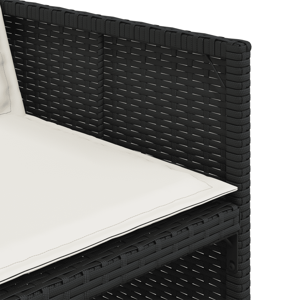 7 Piece Garden Dining Set with Cushions Black Poly Rattan