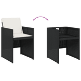 9 Piece Garden Dining Set with Cushions Black Poly Rattan