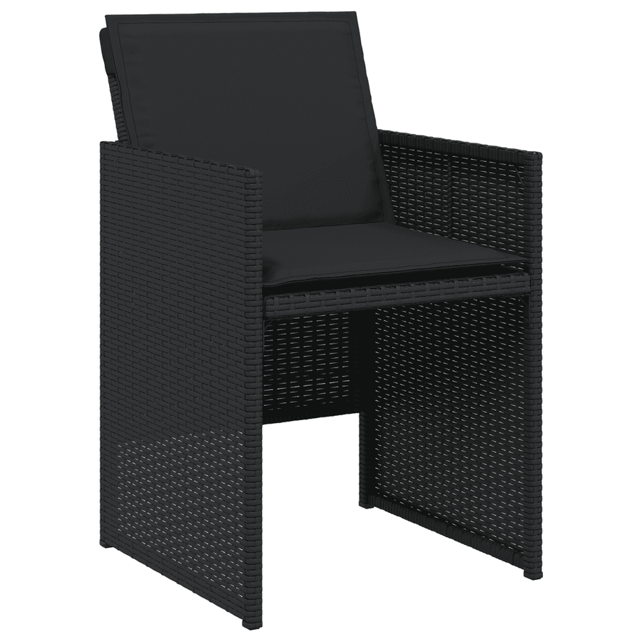 11 Piece Garden Dining Set with Cushions Black Poly Rattan
