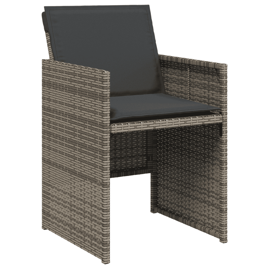 15 Piece Garden Dining Set with Cushions Grey Poly Rattan