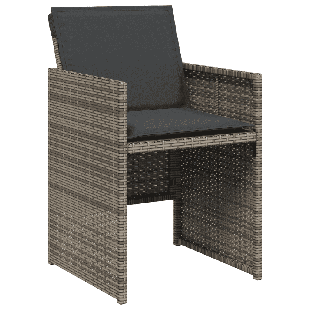 13 Piece Garden Dining Set with Cushions Grey Poly Rattan