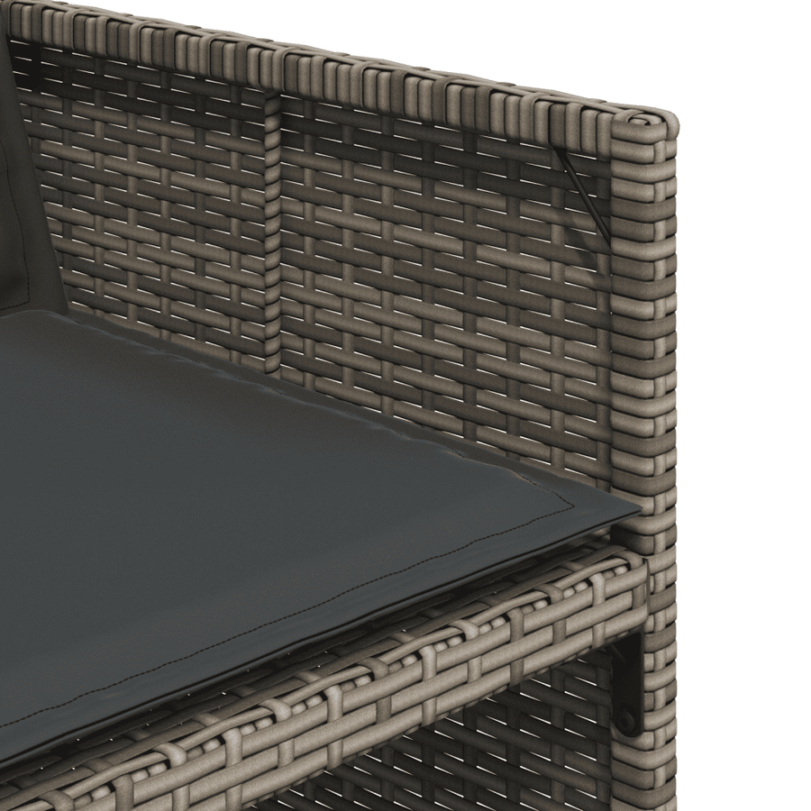 9 Piece Garden Dining Set with Cushions Grey Poly Rattan