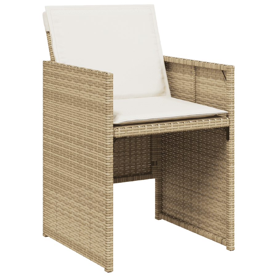 13 Piece Garden Dining Set with Cushions Beige Poly Rattan