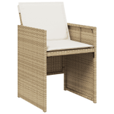 7 Piece Garden Dining Set with Cushions Beige Poly Rattan - Side View