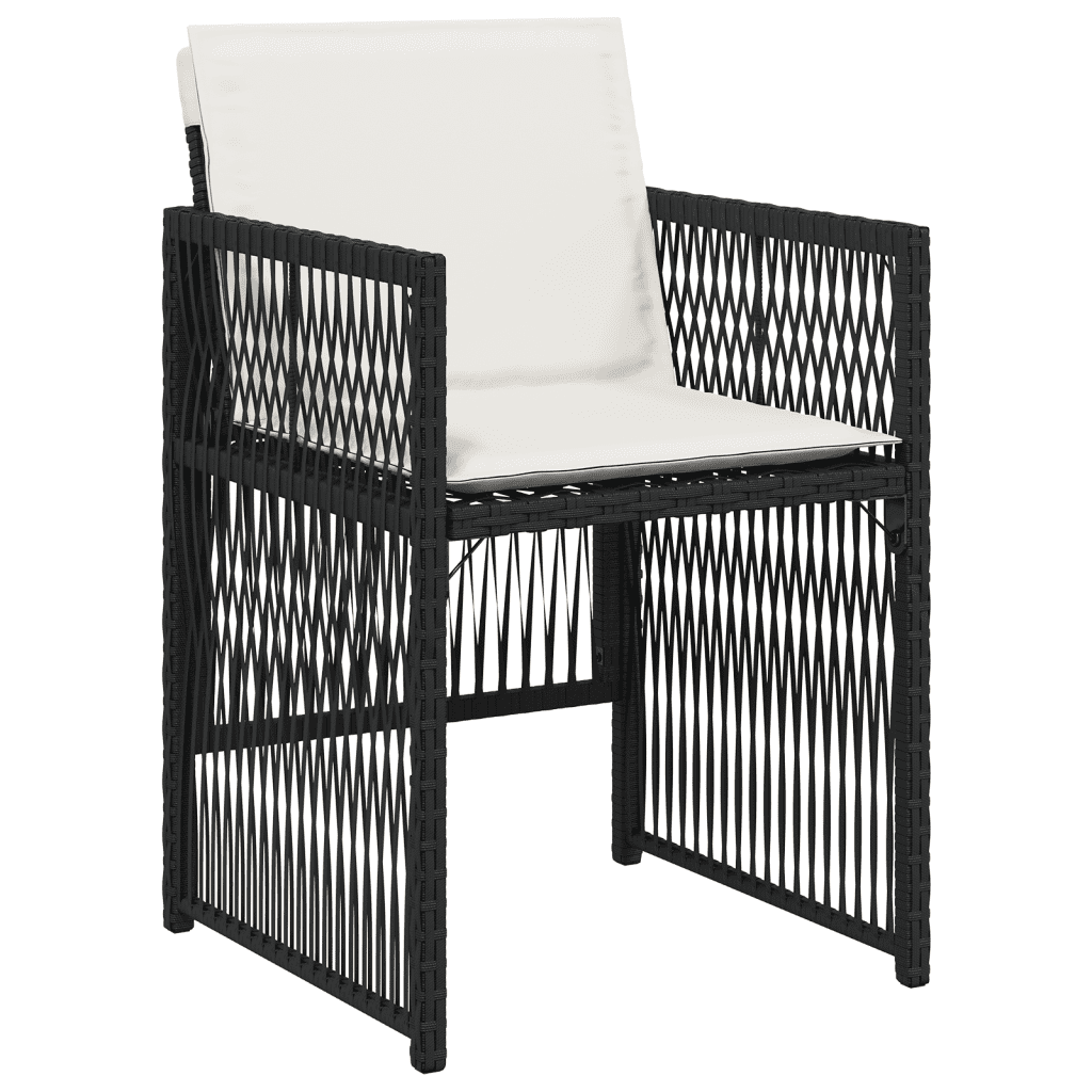 17 Piece Garden Dining Set with Cushions Black Poly Rattan