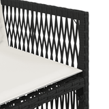 9 Piece Garden Dining Set with Cushions Black Poly Rattan - Low Angle