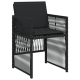 13 Piece Garden Dining Set with Cushions Black Poly Rattan