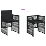 11 Piece Garden Dining Set with Cushions Black Poly Rattan