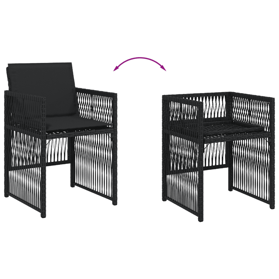 13 Piece Garden Dining Set with Cushions Black Poly Rattan