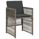 5 Piece Garden Dining Set with Cushions Grey Poly Rattan - 45-Degree Angle