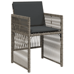 9 Piece Garden Dining Set with Cushions Grey Poly Rattan