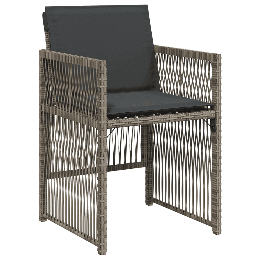 13 Piece Garden Dining Set with Cushions Grey Poly Rattan