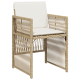 9 Piece Garden Dining Set with Cushions Beige Poly Rattan - Top-Down View