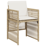 7 Piece Garden Dining Set with Cushions Beige Poly Rattan