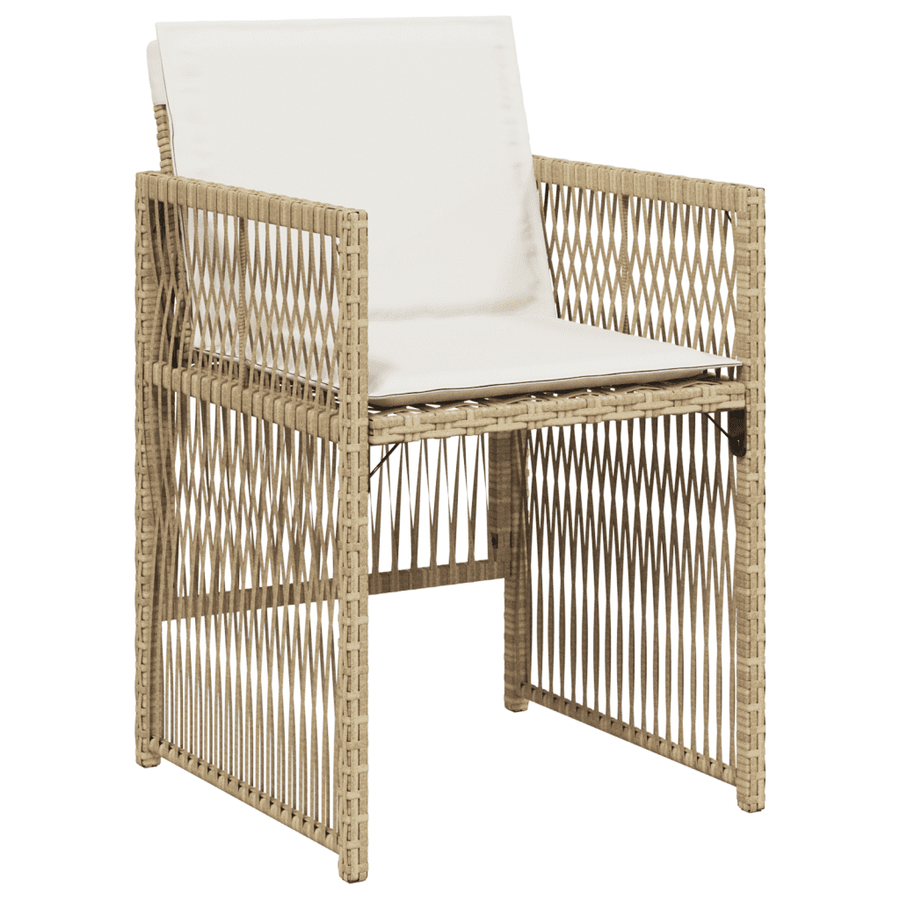 9 Piece Garden Dining Set with Cushions Beige Poly Rattan