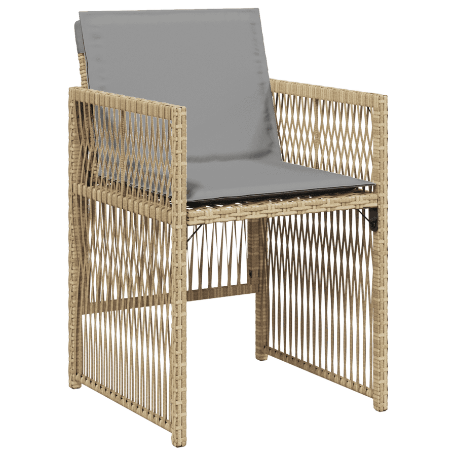 17 Piece Garden Dining Set with Cushions Mix Beige Poly Rattan