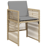 15 Piece Garden Dining Set with Cushions Mix Beige Poly Rattan