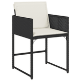 11 Piece Garden Dining Set with Cushions Black Poly Rattan - Side View