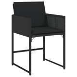 13 Piece Garden Dining Set with Cushions Black Poly Rattan