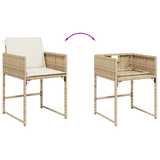 7 Piece Garden Dining Set with Cushions Beige Poly Rattan