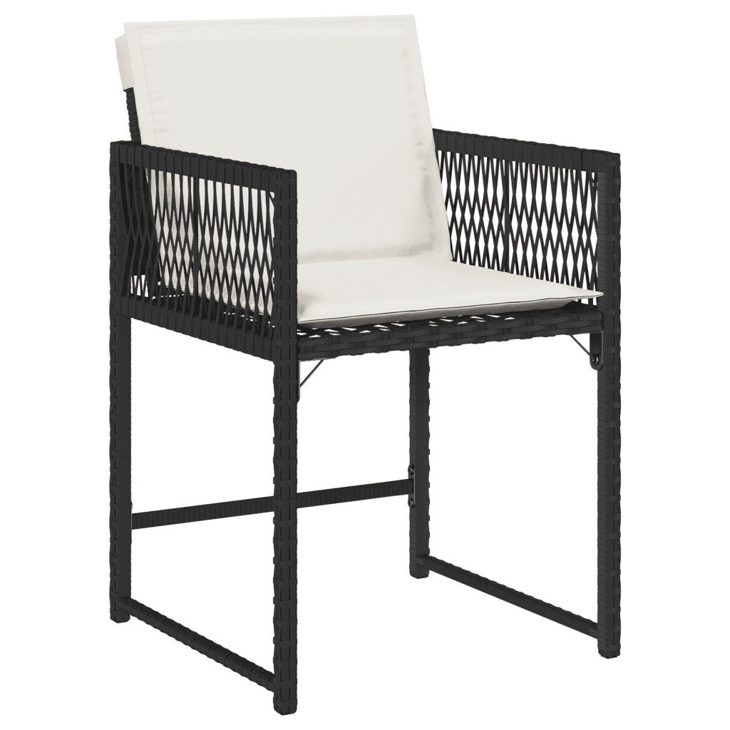 13 Piece Garden Dining Set with Cushions Black Poly Rattan
