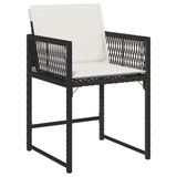 9 Piece Garden Dining Set with Cushions Black Poly Rattan