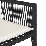 13 Piece Garden Dining Set with Cushions Black Poly Rattan - Rear View