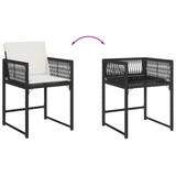 5 Piece Garden Dining Set with Cushions Black Poly Rattan